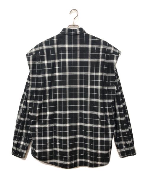 BALENCIAGA（バレンシアガ）BALENCIAGA (バレンシアガ) レイヤード チェックシャツ ブラック×レッド サイズ:36の古着・服飾アイテム