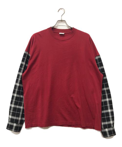 BALENCIAGA（バレンシアガ）BALENCIAGA (バレンシアガ) レイヤード チェックシャツ ブラック×レッド サイズ:36の古着・服飾アイテム
