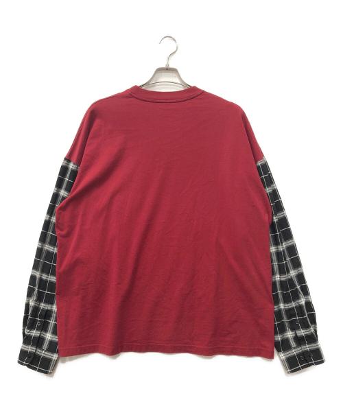 BALENCIAGA（バレンシアガ）BALENCIAGA (バレンシアガ) レイヤード チェックシャツ ブラック×レッド サイズ:36の古着・服飾アイテム