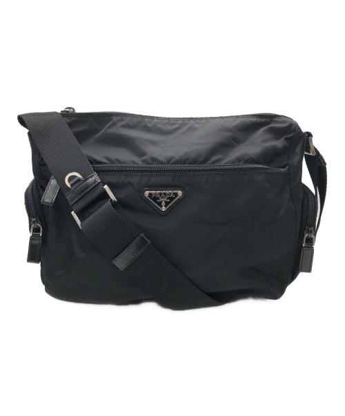 PRADA（プラダ）PRADA (プラダ) トライアングルロゴ　ナイロンショルダーバッグ ブラックの古着・服飾アイテム