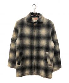paddle and saddle（ー）の古着「シャド-チェックウールジップジャケット」｜ブラック