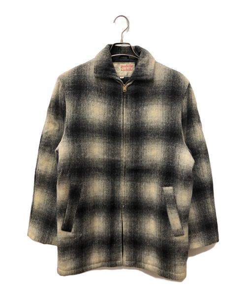 paddle and saddle（ー）paddle and saddle (ー) シャド-チェックウールジップジャケット ブラック サイズ:SIZE 38の古着・服飾アイテム