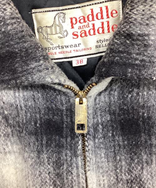 paddle and saddle（ー）paddle and saddle (ー) シャド-チェックウールジップジャケット ブラック サイズ:SIZE 38の古着・服飾アイテム