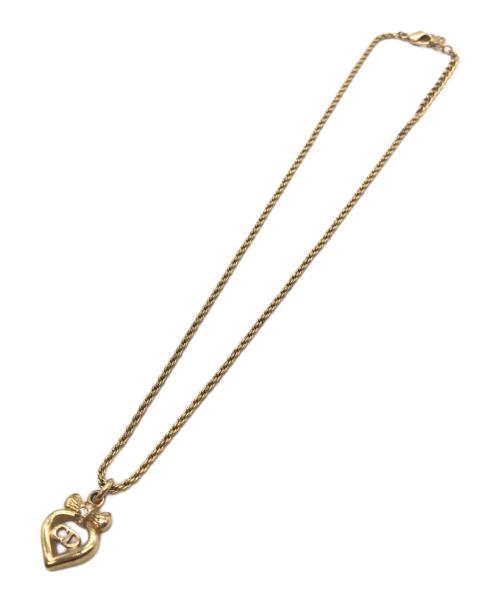 Christian Dior（クリスチャン ディオール）Christian Dior (クリスチャン ディオール) ハートリボンネックレス ゴールドの古着・服飾アイテム