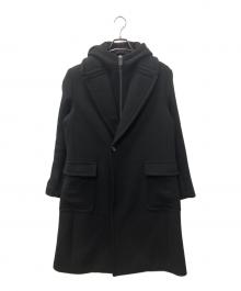 EMPORIO ARMANI（エンポリオ アルマーニ）の古着「フーデッドチェスターコート」｜ブラック