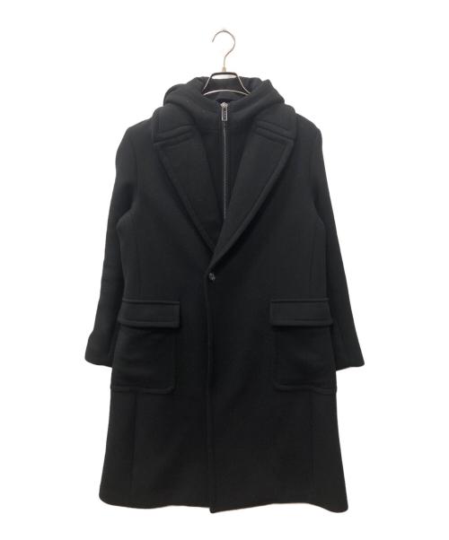 EMPORIO ARMANI（エンポリオ アルマーニ）EMPORIO ARMANI (エンポリオ アルマーニ) フーデッドチェスターコート ブラック サイズ:SIZE 44の古着・服飾アイテム