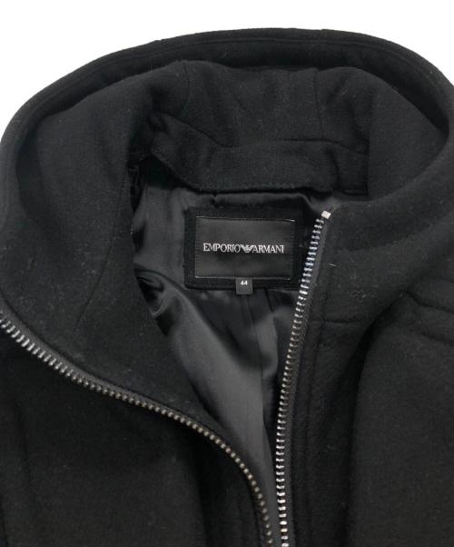 EMPORIO ARMANI（エンポリオ アルマーニ）EMPORIO ARMANI (エンポリオ アルマーニ) フーデッドチェスターコート ブラック サイズ:SIZE 44の古着・服飾アイテム
