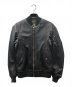 HOUSTONヒューストン）の古着「SHEEP LEATHER MA-1 FLIGHT JACKET」｜ブラック