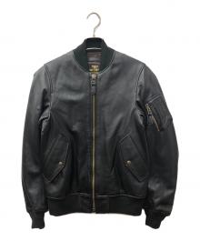 HOUSTON（ヒューストン）の古着「SHEEP LEATHER MA-1 FLIGHT JACKET」｜ブラック