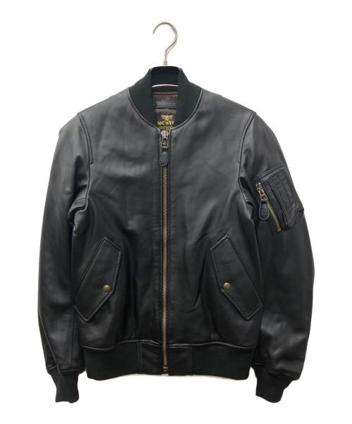 HOUSTON（ヒューストン）HOUSTON (ヒューストン) SHEEP LEATHER MA-1 FLIGHT JACKET ブラック サイズ:SIZE Sの古着・服飾アイテム