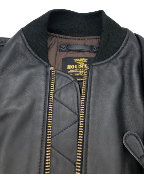 HOUSTON（ヒューストン）HOUSTON (ヒューストン) SHEEP LEATHER MA-1 FLIGHT JACKET ブラック サイズ:SIZE Sの古着・服飾アイテム