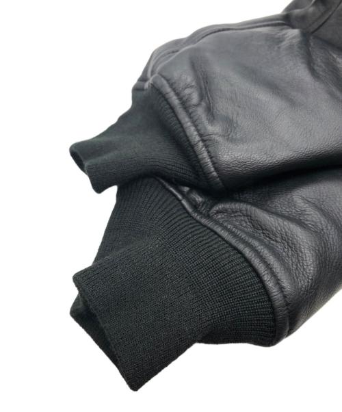 HOUSTON（ヒューストン）HOUSTON (ヒューストン) SHEEP LEATHER MA-1 FLIGHT JACKET ブラック サイズ:SIZE Sの古着・服飾アイテム