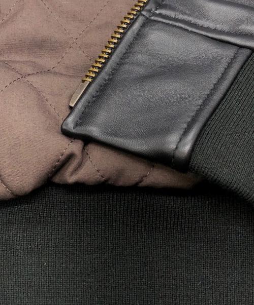 HOUSTON（ヒューストン）HOUSTON (ヒューストン) SHEEP LEATHER MA-1 FLIGHT JACKET ブラック サイズ:SIZE Sの古着・服飾アイテム