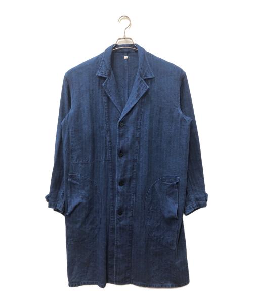 OUTIL（ウティ）OUTIL (ウティ) ヘリンボーンロングコート インディゴ サイズ:SIZE Mの古着・服飾アイテム