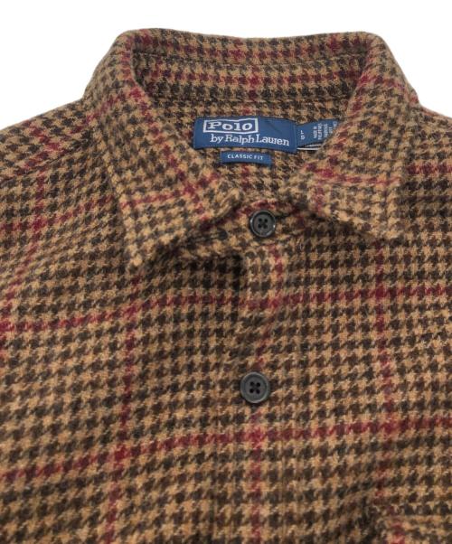 POLO RALPH LAUREN（ポロ・ラルフローレン）POLO RALPH LAUREN (ポロ・ラルフローレン) CLASSIC FIT エルボーパッチツイードシャツ ブラウン サイズ:SIZE Lの古着・服飾アイテム