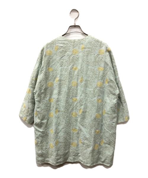 mina perhonen（ミナ ペルホネン）mina perhonen (ミナ ペルホネン) tanpopo刺繍入りノーカラーコート グリーン サイズ:38の古着・服飾アイテム