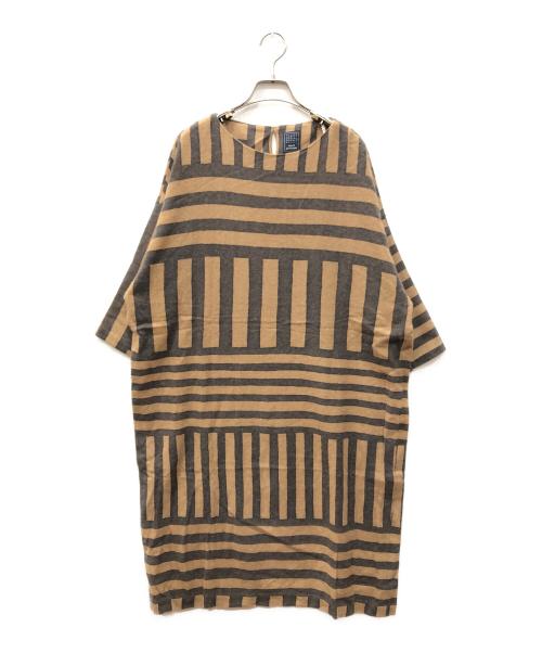 mina perhonen（ミナ ペルホネン）mina perhonen (ミナ ペルホネン) ladder カシミヤワンピース ブラウン サイズ:SIZE 36の古着・服飾アイテム