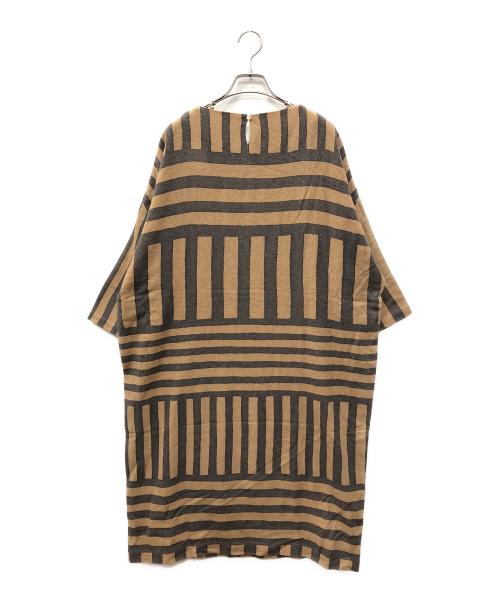 mina perhonen（ミナ ペルホネン）mina perhonen (ミナ ペルホネン) ladder カシミヤワンピース ブラウン サイズ:SIZE 36の古着・服飾アイテム