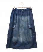 Y'sワイズ）の古着「SPOTTED DENIM SIDE POCKET STRAIGHT SKIRT」｜インディゴ