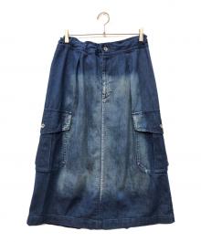 Y's（ワイズ）の古着「SPOTTED DENIM SIDE POCKET STRAIGHT SKIRT」｜インディゴ