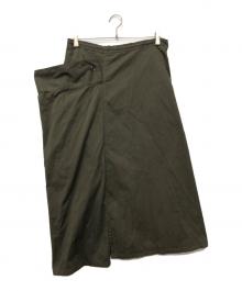 Y's（ワイズ）の古着「COTTON TWILL GARMENT DYE RIGHT BIG BELT SKIRT」｜カーキ