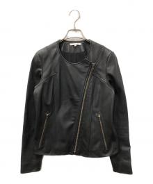 HELMUT LANG（ヘルムートラング）の古着「ノーカラーライダースジャケット」｜ブラック