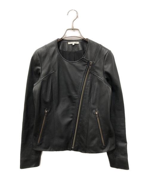 HELMUT LANG（ヘルムートラング）HELMUT LANG (ヘルムートラング) ノーカラーライダースジャケット ブラック サイズ:SIZE XSの古着・服飾アイテム