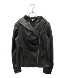 HELMUT LANG（ヘルムートラング）の古着「フーデッドレザージャケット」｜ブラック