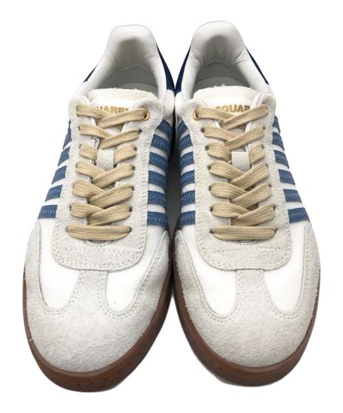 DSQUARED2（ディースクエアード）DSQUARED2 (ディースクエアード) ロゴ入り Boxer スニーカー ホワイト×ブルー サイズ:SIZE 39の古着・服飾アイテム