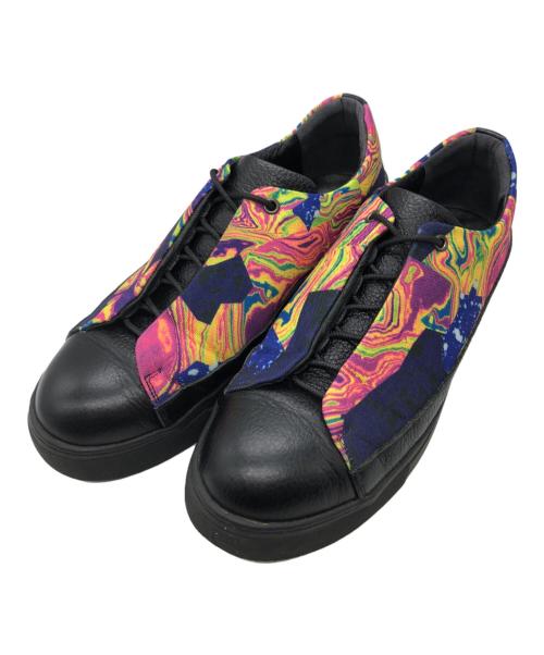 ISSEY MIYAKE MEN（イッセイミヤケメン）ISSEY MIYAKE MEN (イッセイミヤケメン) レザーキャンバススニーカー ブラック×マルチカラー サイズ:SIZE 40の古着・服飾アイテム