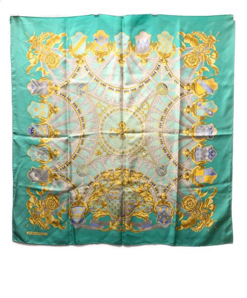 HERMES（エルメス）HERMES (エルメス) カレ90 シルクスカーフ BRITISH HERALDRY(英国紋章) グリーン サイズ:下記参照の古着・服飾アイテム