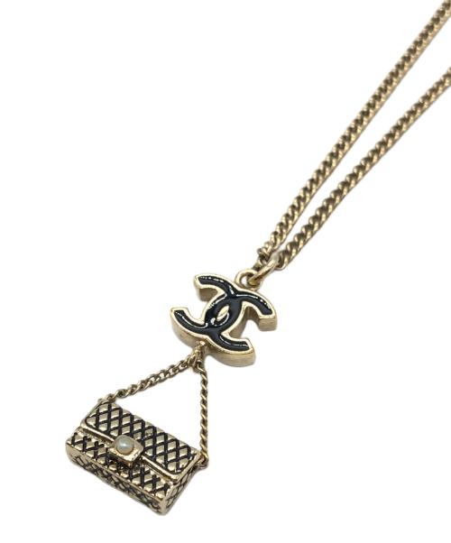 CHANEL（シャネル）CHANEL (シャネル) ココマークマトラッセ バッグチャームネックレス ゴールド×ブラックの古着・服飾アイテム