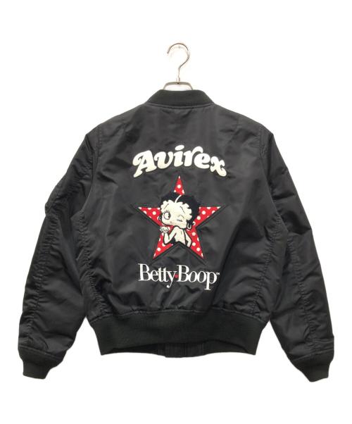 AVIREX（アヴィレックス）AVIREX (アヴィレックス) BETTY BOOP (ベティー・ブープ) LIGHT MA-1 ブラック サイズ:Mの古着・服飾アイテム