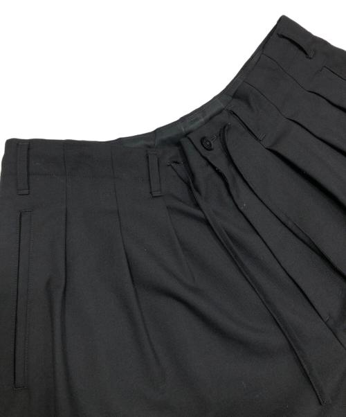 GROUND Y（グラウンドワイ）GROUND Y (グラウンドワイ) WOOL POLYESTER GABARDINE BALLOON PANTS ブラック サイズ:3の古着・服飾アイテム