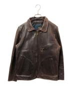 VANSONバンソン）の古着「ホースハイドシングルライダースジャケット」｜ブラウン