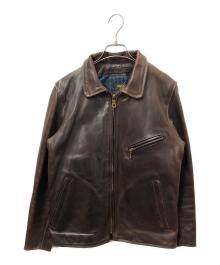 VANSON（バンソン）の古着「ホースハイドシングルライダースジャケット」｜ブラウン