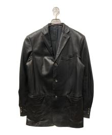 Salvatore Ferragamo（サルヴァトーレ フェラガモ）の古着「レザー3Bテーラードジャケット」｜ブラック