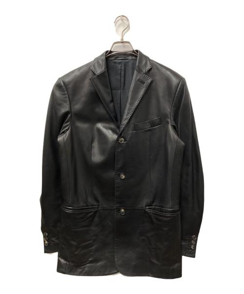 Salvatore Ferragamo（サルヴァトーレ フェラガモ）Salvatore Ferragamo (サルヴァトーレ フェラガモ) レザー3Bテーラードジャケット ブラック サイズ:SIZE 48の古着・服飾アイテム
