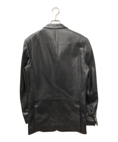 Salvatore Ferragamo（サルヴァトーレ フェラガモ）Salvatore Ferragamo (サルヴァトーレ フェラガモ) レザー3Bテーラードジャケット ブラック サイズ:SIZE 48の古着・服飾アイテム