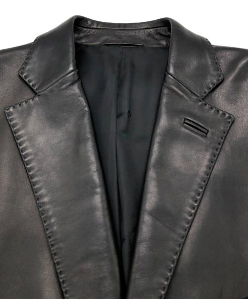 Salvatore Ferragamo（サルヴァトーレ フェラガモ）Salvatore Ferragamo (サルヴァトーレ フェラガモ) レザー3Bテーラードジャケット ブラック サイズ:SIZE 48の古着・服飾アイテム