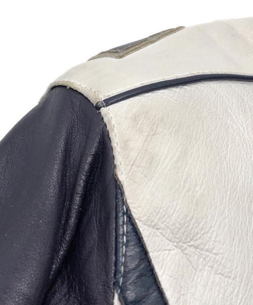 JH Design（ジェイエイチデザイン）JH Design (ジェイエイチデザイン) COWBOYS オールレザースタジャン ホワイト×ネイビー サイズ:SIZE Mの古着・服飾アイテム