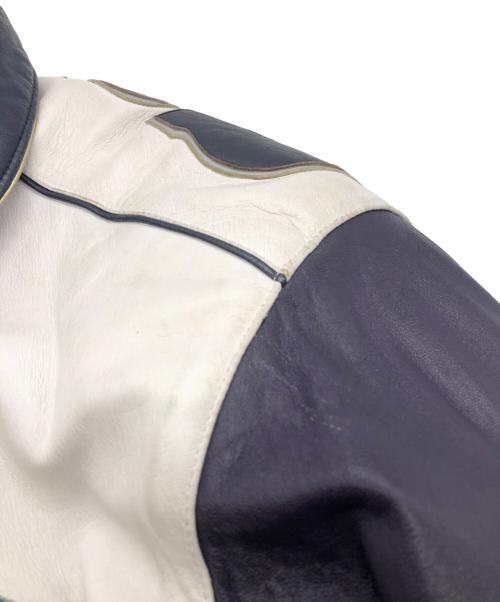 JH Design（ジェイエイチデザイン）JH Design (ジェイエイチデザイン) COWBOYS オールレザースタジャン ホワイト×ネイビー サイズ:SIZE Mの古着・服飾アイテム