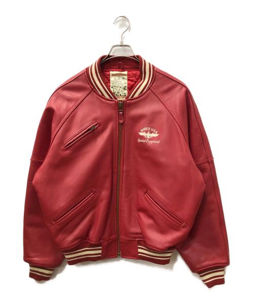 AVIREX（アヴィレックス）AVIREX (アヴィレックス) American Classics オールレザースタジャン レッド サイズ:SIZE Mの古着・服飾アイテム