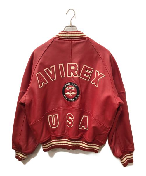AVIREX（アヴィレックス）AVIREX (アヴィレックス) American Classics オールレザースタジャン レッド サイズ:SIZE Mの古着・服飾アイテム