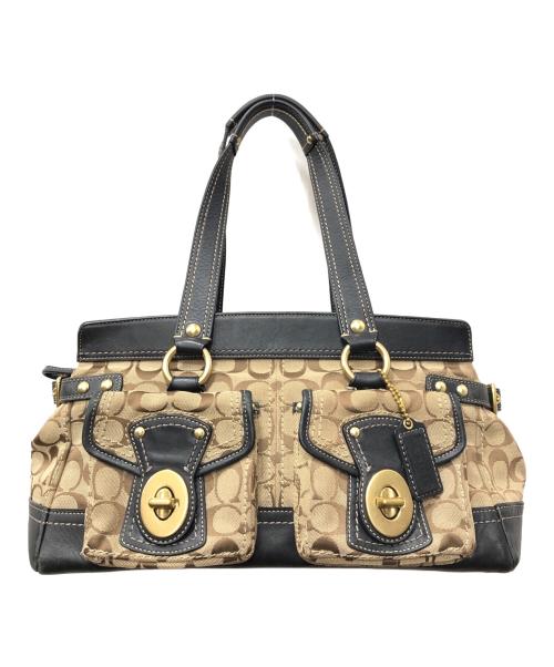 COACH（コーチ）COACH (コーチ) レガシー シグネチャー サッチェル バッグ ベージュ サイズ:下記参照の古着・服飾アイテム