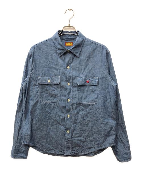 HUMAN MADE（ヒューマンメイド）HUMAN MADE (ヒューマンメイド) CHAMBRAY WORK SHIRT PAST ブルー サイズ:SIZE Lの古着・服飾アイテム