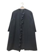 YOKO CHANヨーコチャン）の古着「フロントラッフルノーカラーコート」｜ネイビー