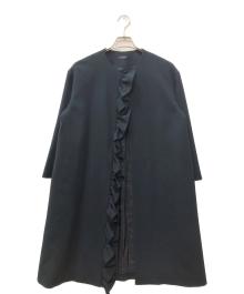 YOKO CHAN（ヨーコチャン）の古着「フロントラッフルノーカラーコート」｜ネイビー