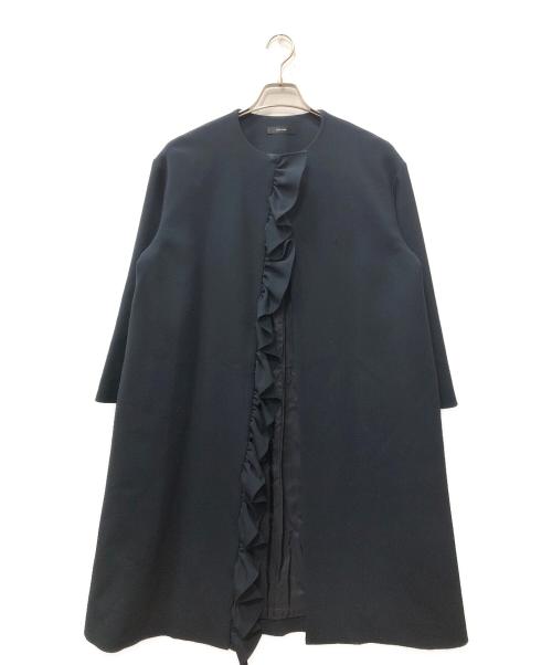 YOKO CHAN（ヨーコチャン）YOKO CHAN (ヨーコチャン) フロントラッフルノーカラーコート ネイビー サイズ:SIZE Sの古着・服飾アイテム