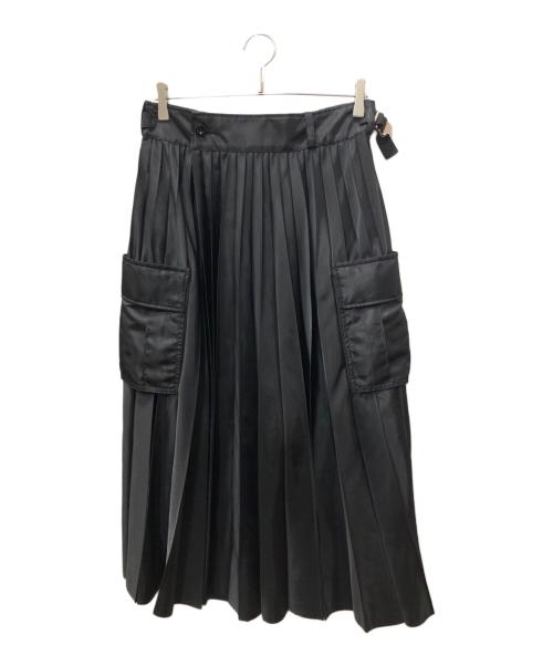 sacai（サカイ）sacai (サカイ) Nylon Twill Skirt（ナイロンツイル サイドポケット プリーツスカート） ブラック サイズ:SIZE Lの古着・服飾アイテム